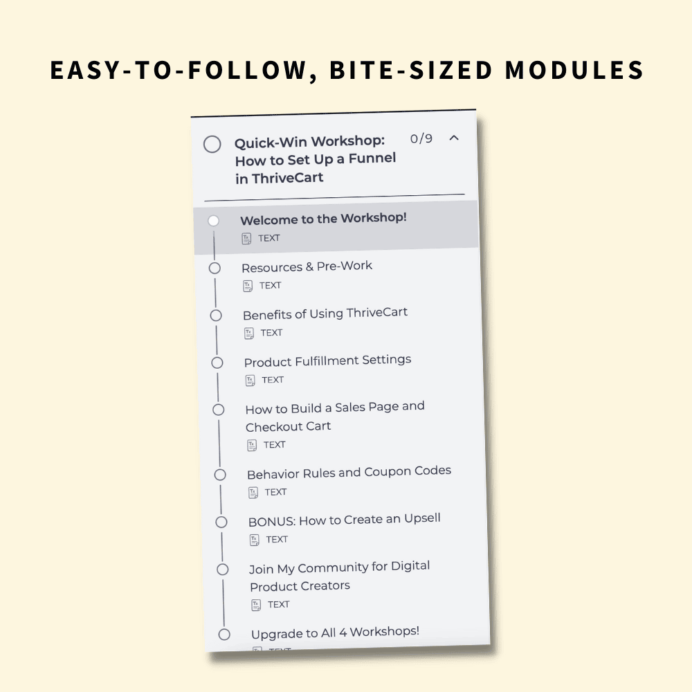 ThriveCart Quick Win Workshop Modules