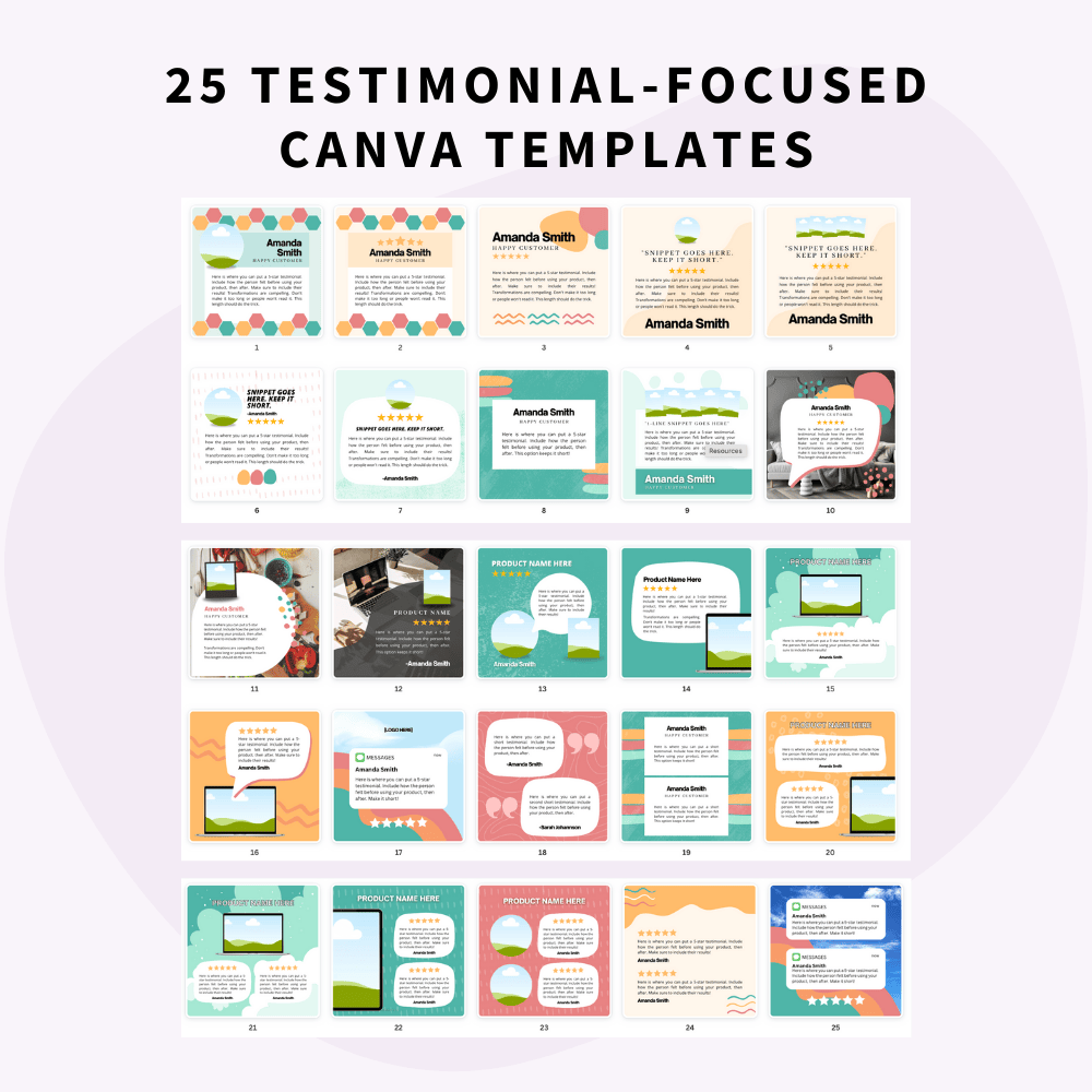 Testimonial Focused Canva Templates in the Testimonial Collection Mini Kit from the Empowered Shop