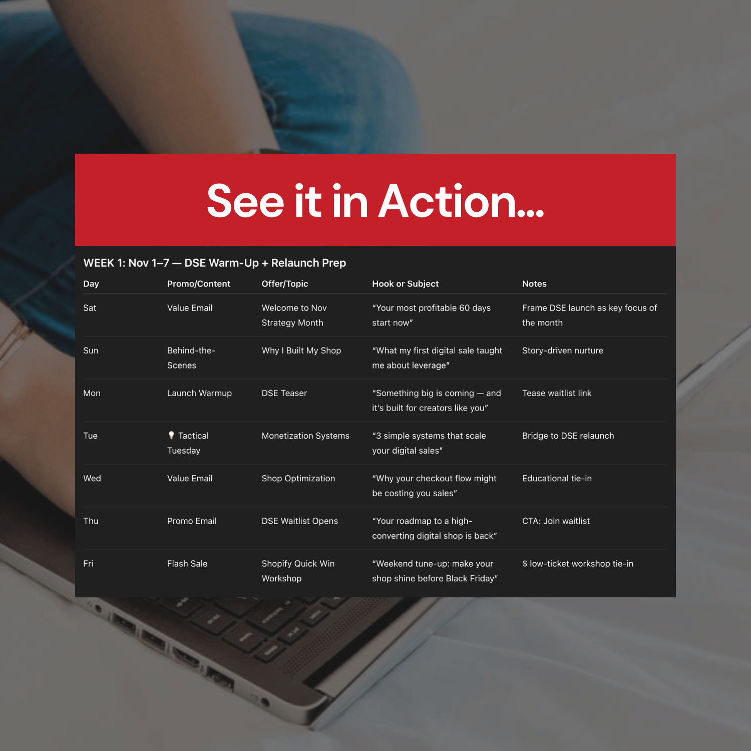 Campaign Calendar GPT - See it in action - DSE Warm Up + Relaunch Prep