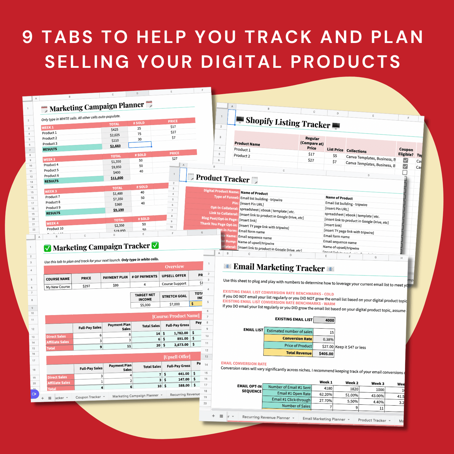 Digital Product Business Planner Spreadsheet selling