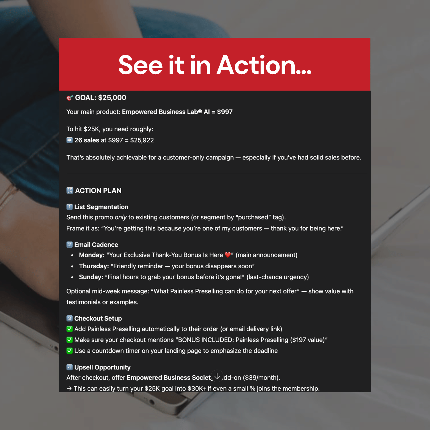 Action plan for a business goal with a red and black layout