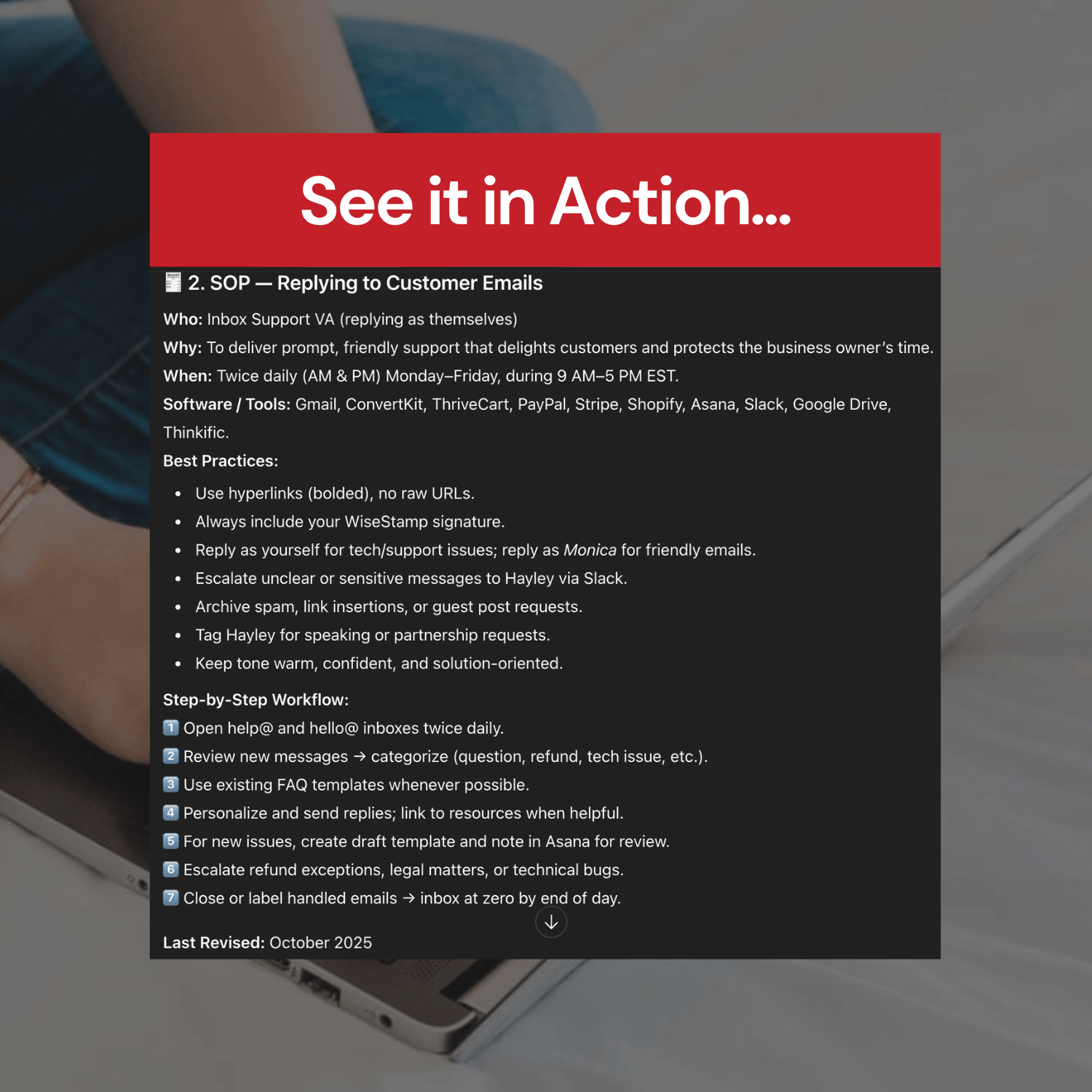 VA Prep Potion GPT - See it inaction - SOP Replying to Customer Emails