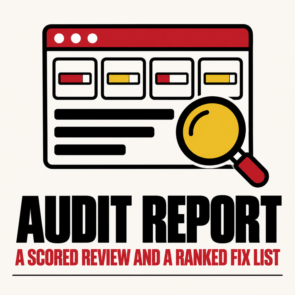 Audit Report: a score, a ranked fix list and a plan