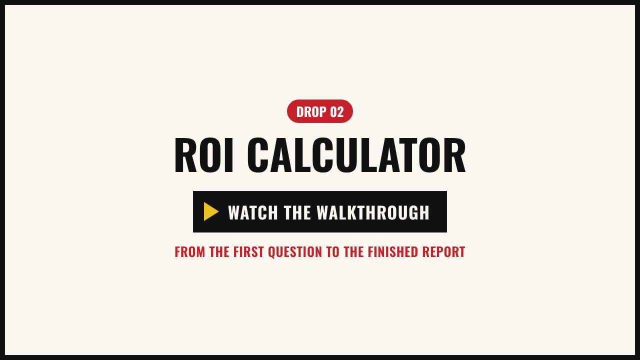 Walkthrough video: the example ROI calculator, from the first click to the personal report