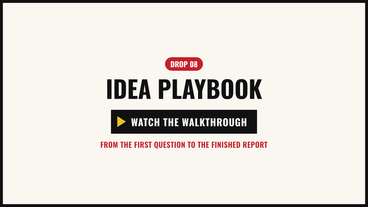 Walkthrough video: the example idea playbook, from the first click to the personal playbook