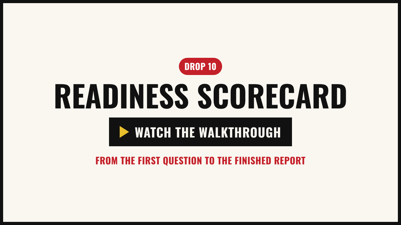 Walkthrough video: the example scorecard, from the first slider to the personal report