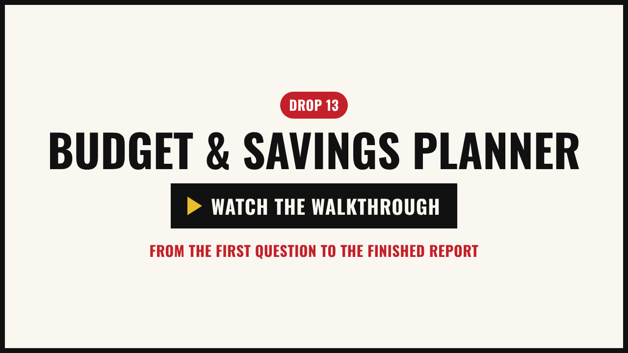 Walkthrough video: the example money map, from the first envelope to the personal report