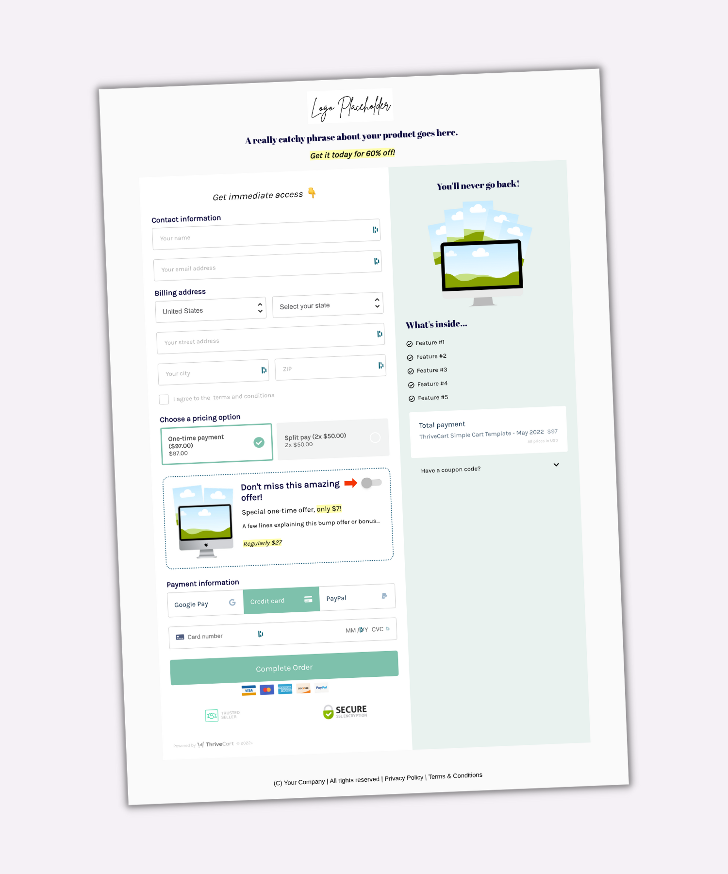 Simple Checkout Cart ThriveCart Template