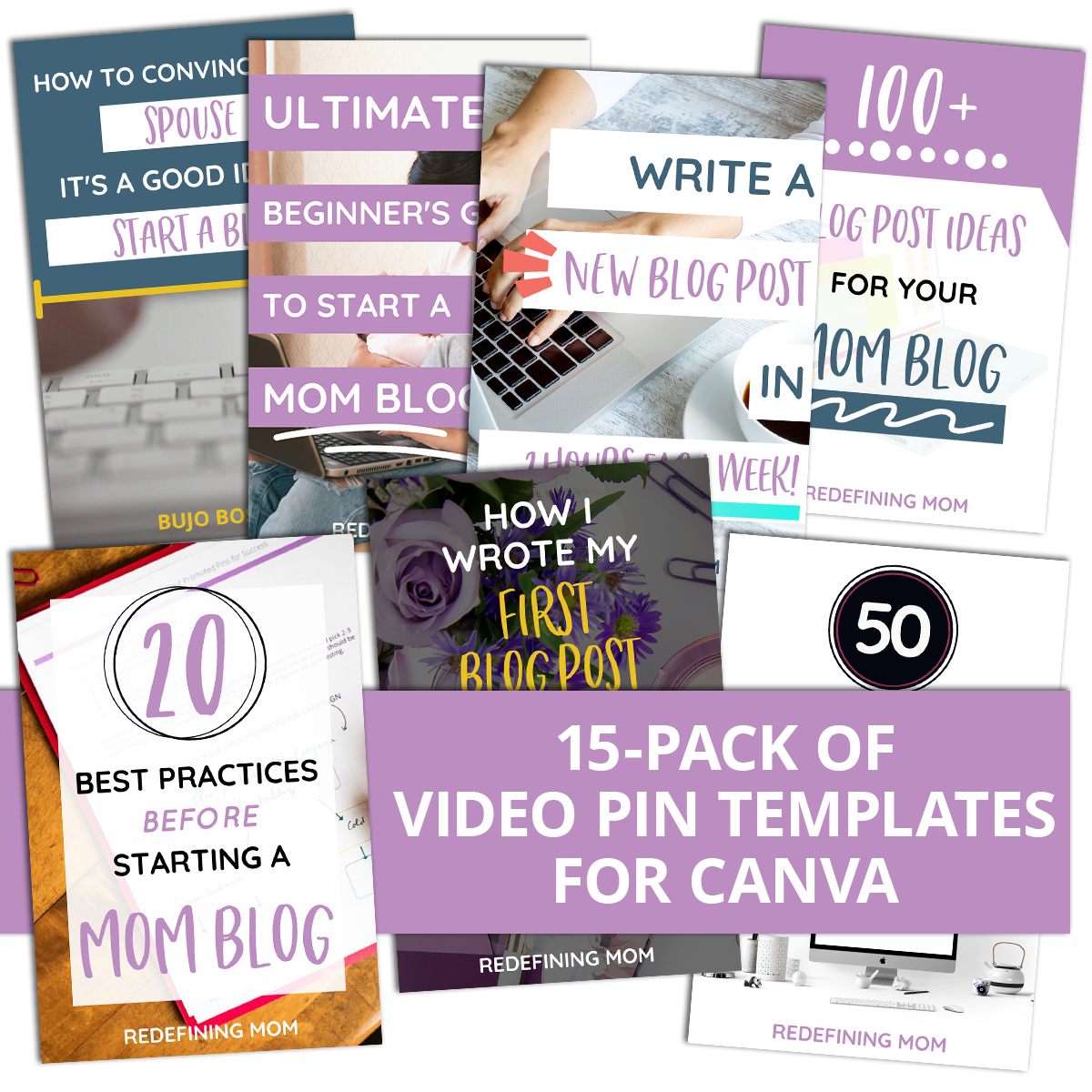 15-Pack Canva Video Pin Templates