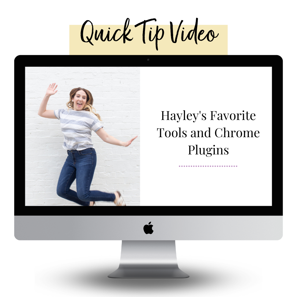 imac mockup with the text Hayley's favorite tools and chrome plugins