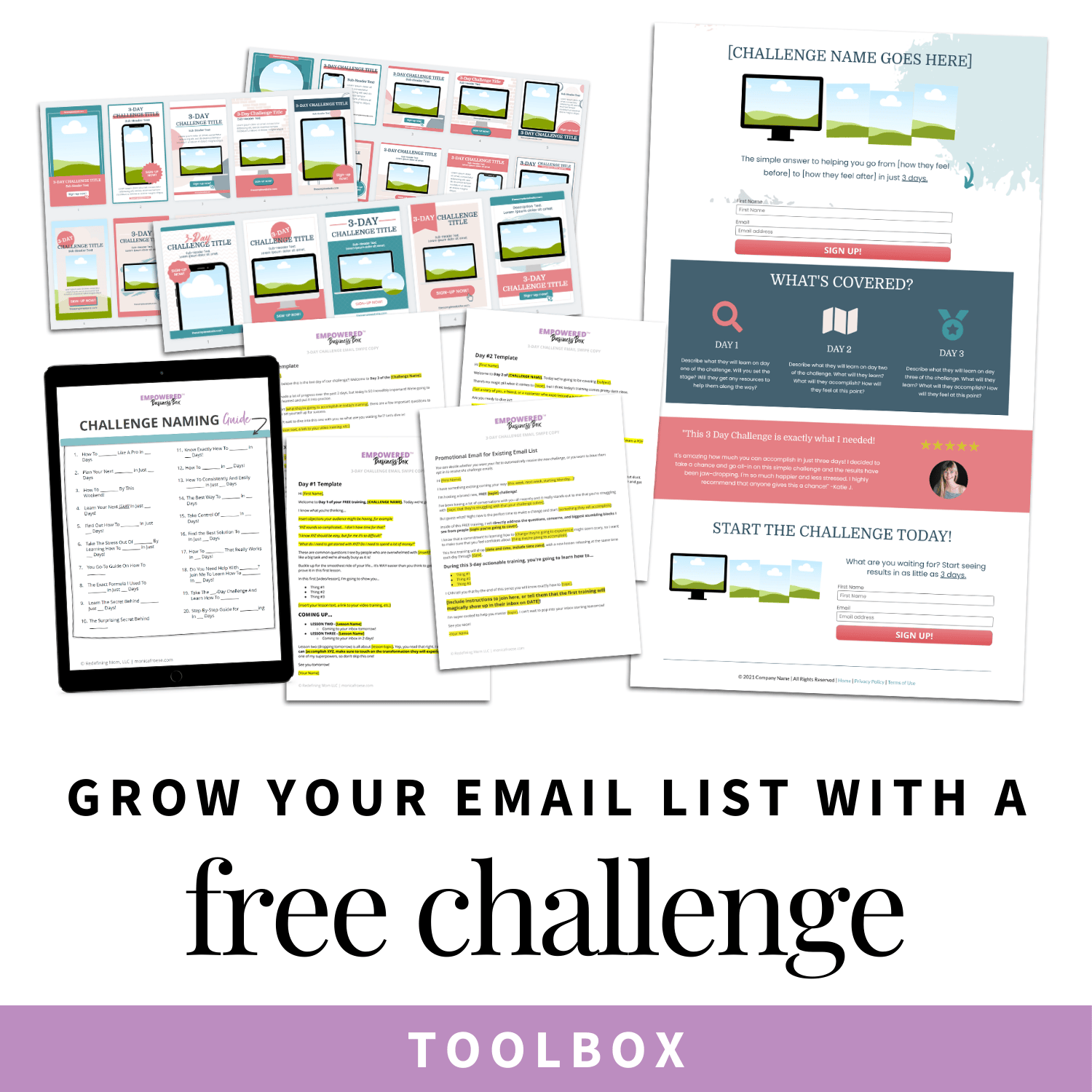 Grow your email list with a free challenge toolbox