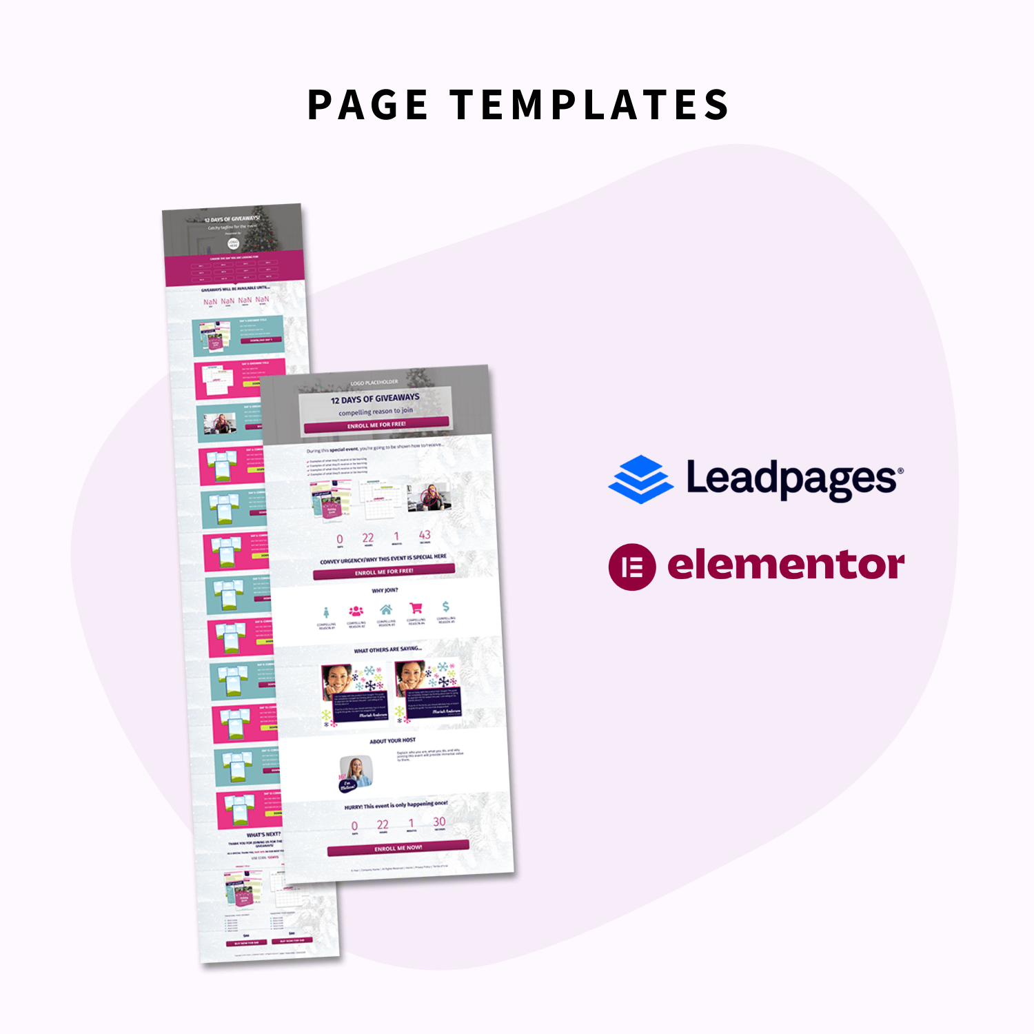 12 Days of Giveaways toolbox page templates for leadpages or elementor