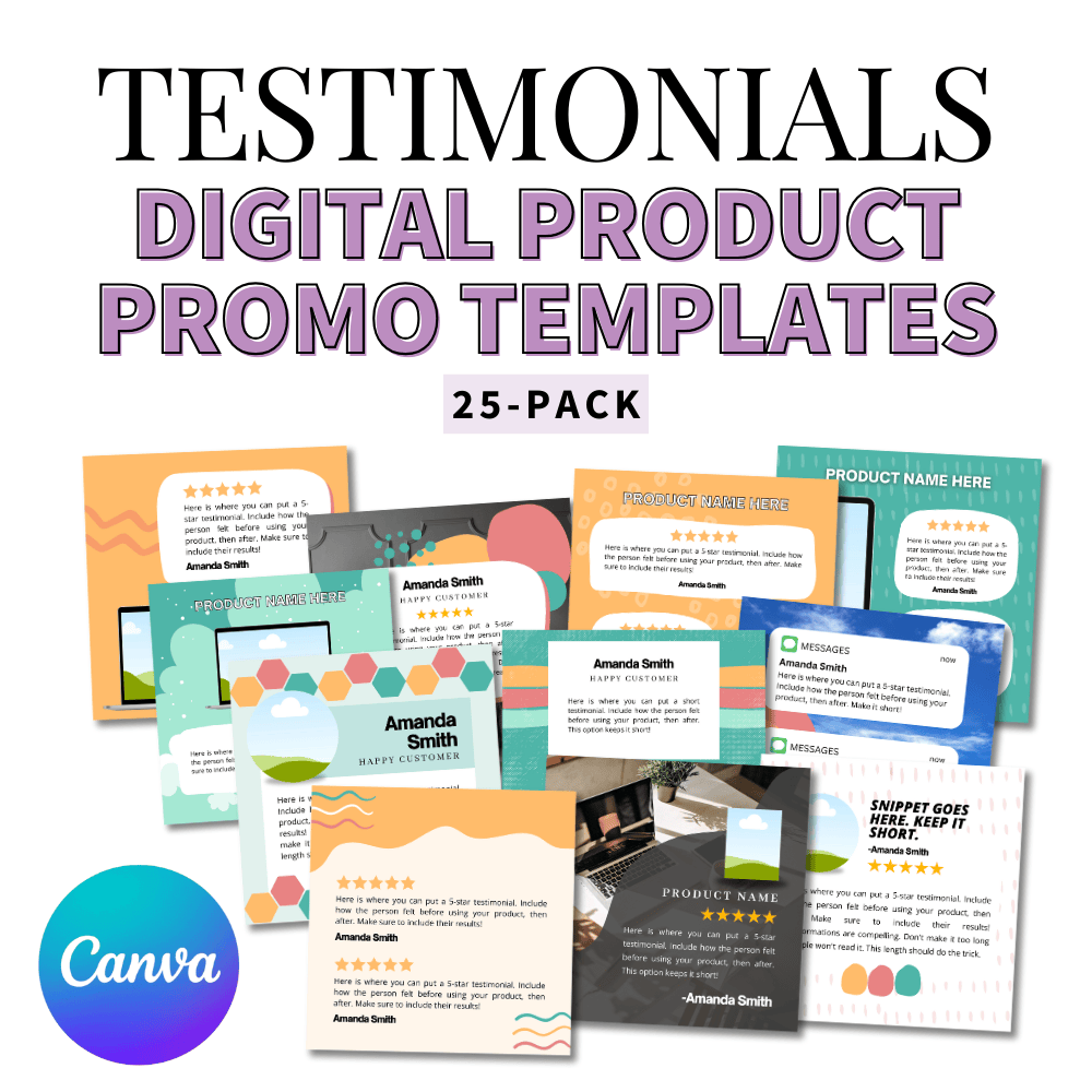 Digital Product Promo Canva Template Pack: Testimonials