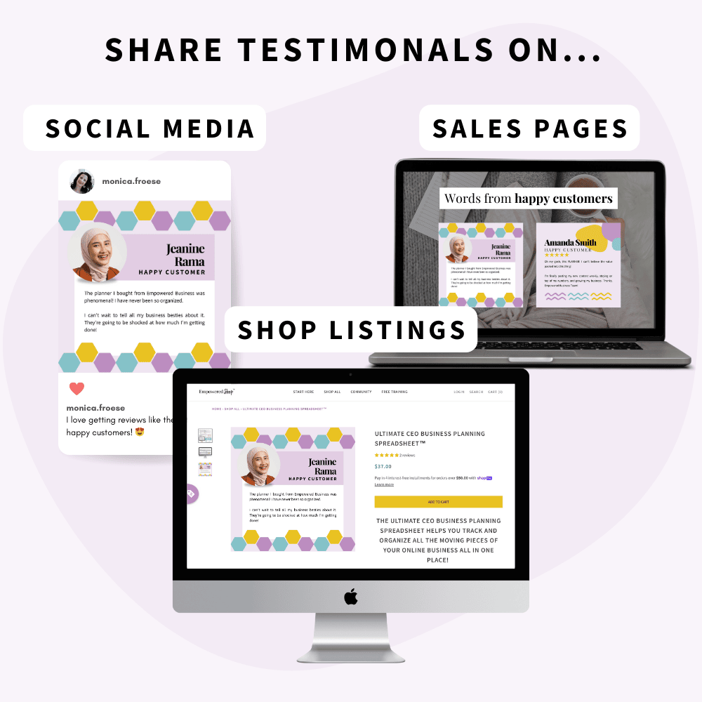 How to use the Canva templates included in the Testimonial Collection Mini Kit from the Empowered Shop