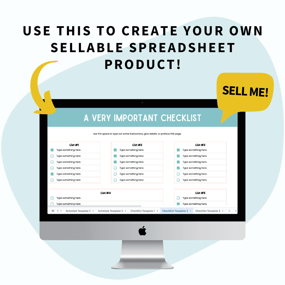 Digital Product Starter Spreadsheet Template - create your own sellable spreadsheet product!
