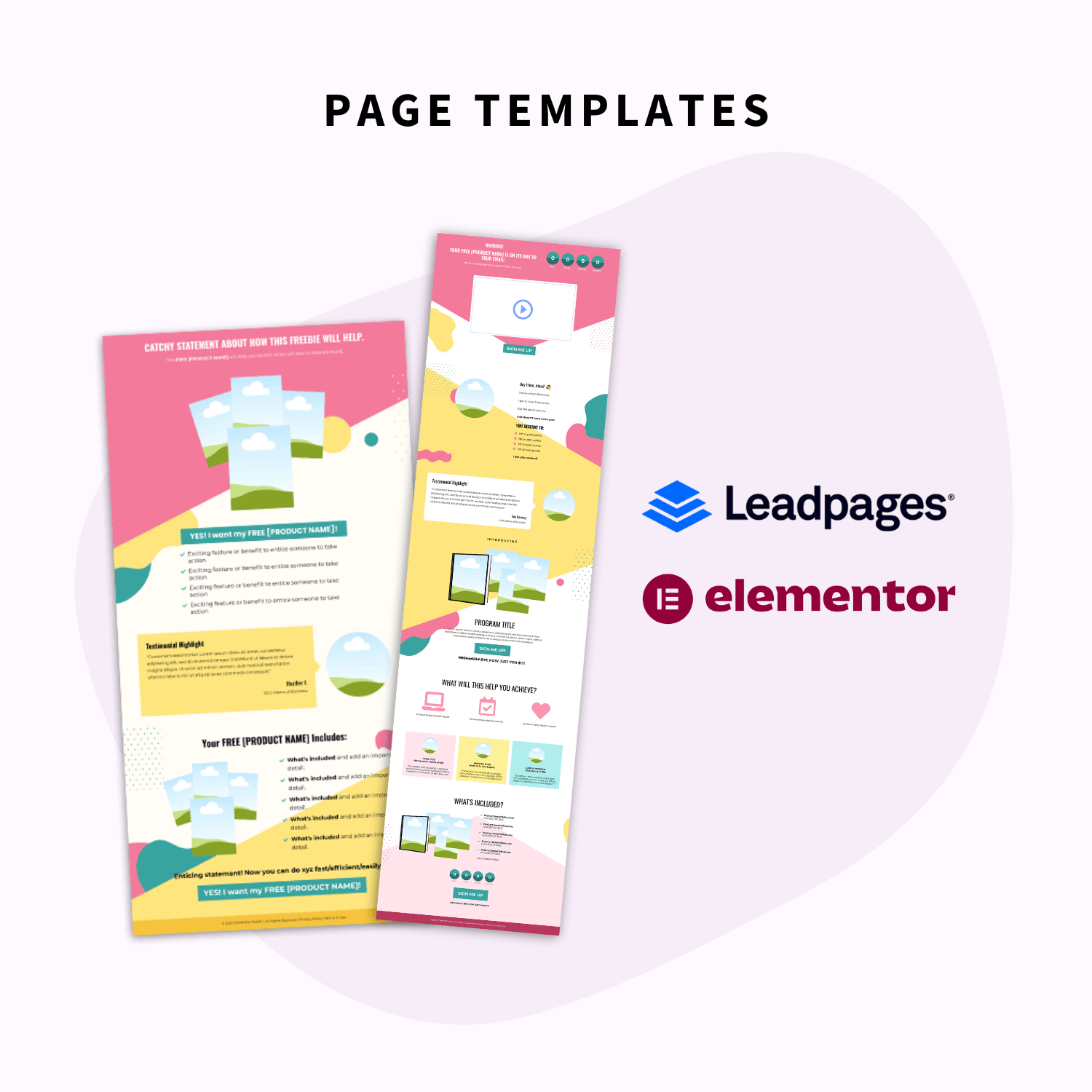 Page templates in the Summer Kick Off Prep Pack Toolbox - Elementor and Leadpages