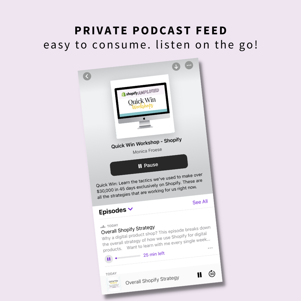 private podcast feed so you can listen on the go!