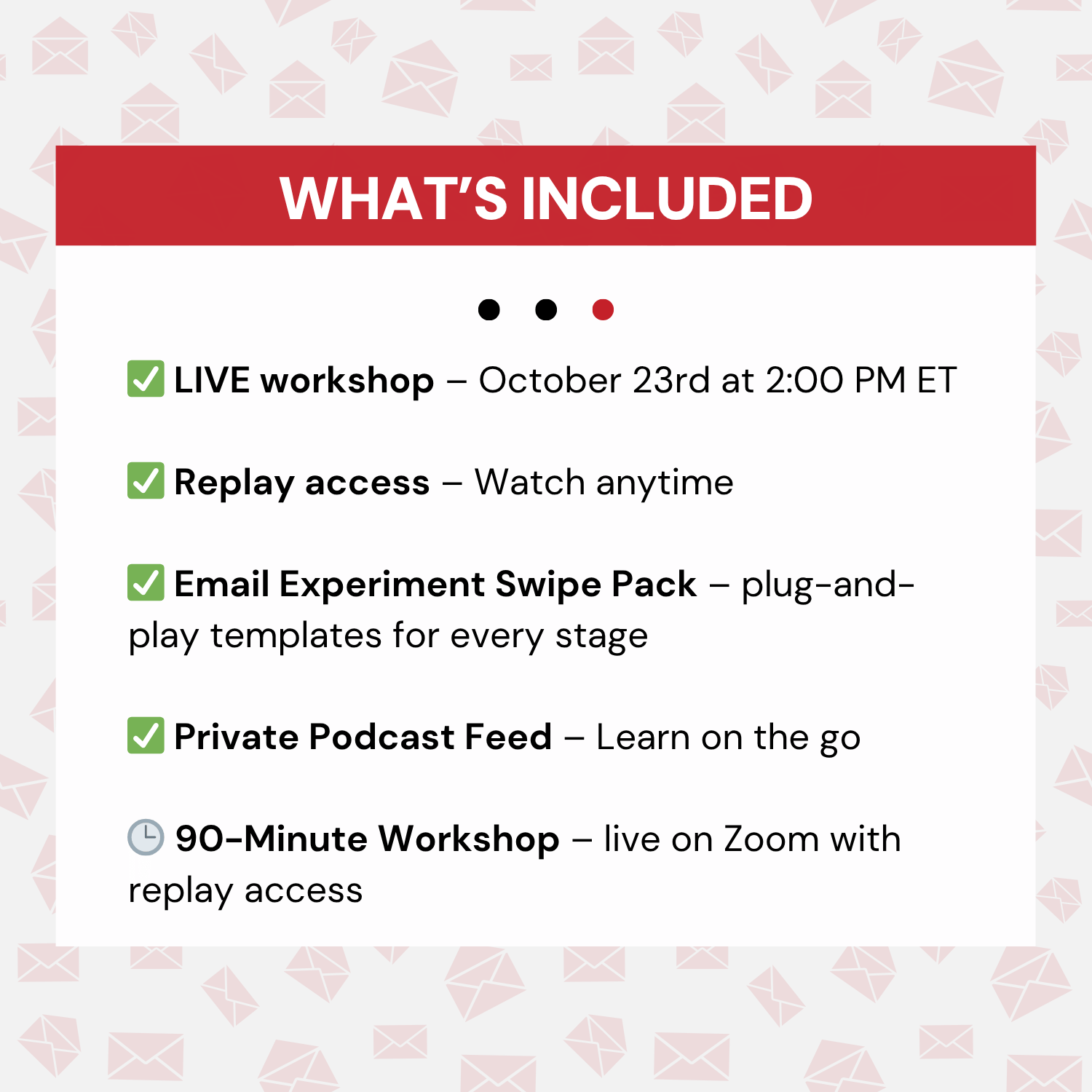 Quick Win Workshop: Inbox Experiments That Transform Replies Into Revenue - what's included