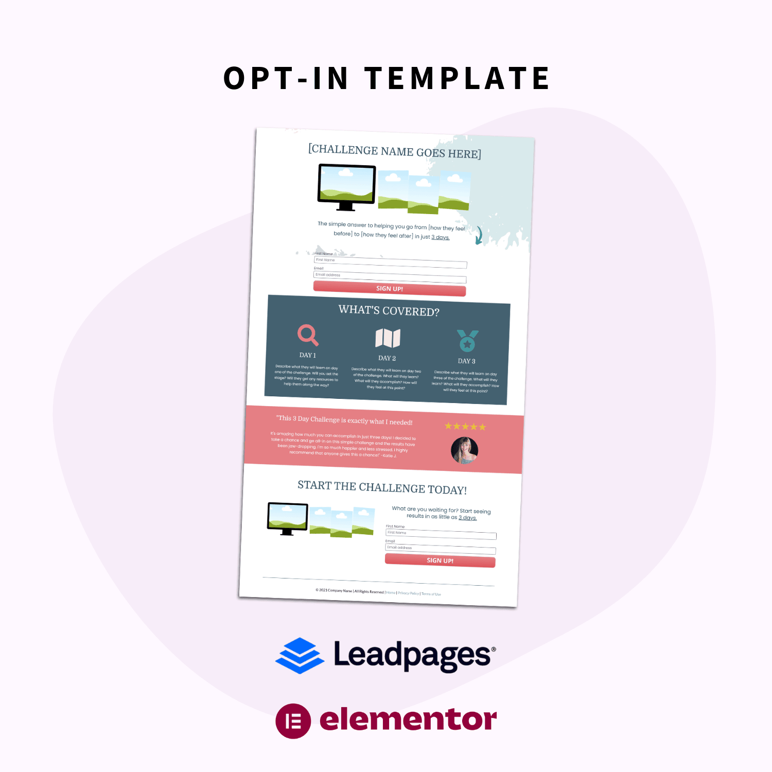 opt-in template inside the Grow your email list with a free challenge toolbox for Leadpages and Elementor