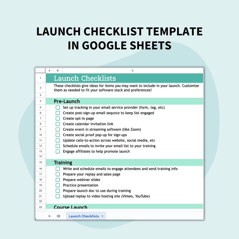 Ultimate Live Launch Toolkit - Launch Checklist for Google Sheets