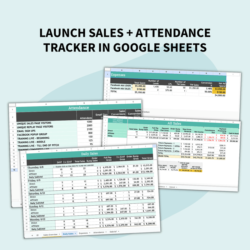 Ultimate Live Launch Toolkit Sales Tracker in Google Sheets
