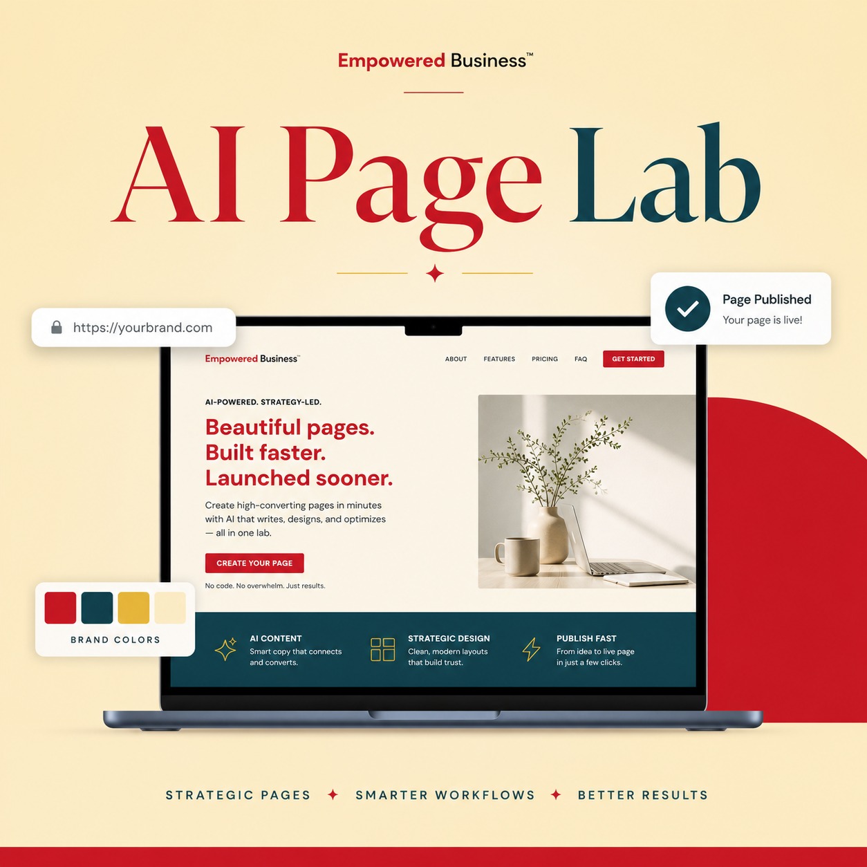 AI Page Lab with a computer screen displaying a website.