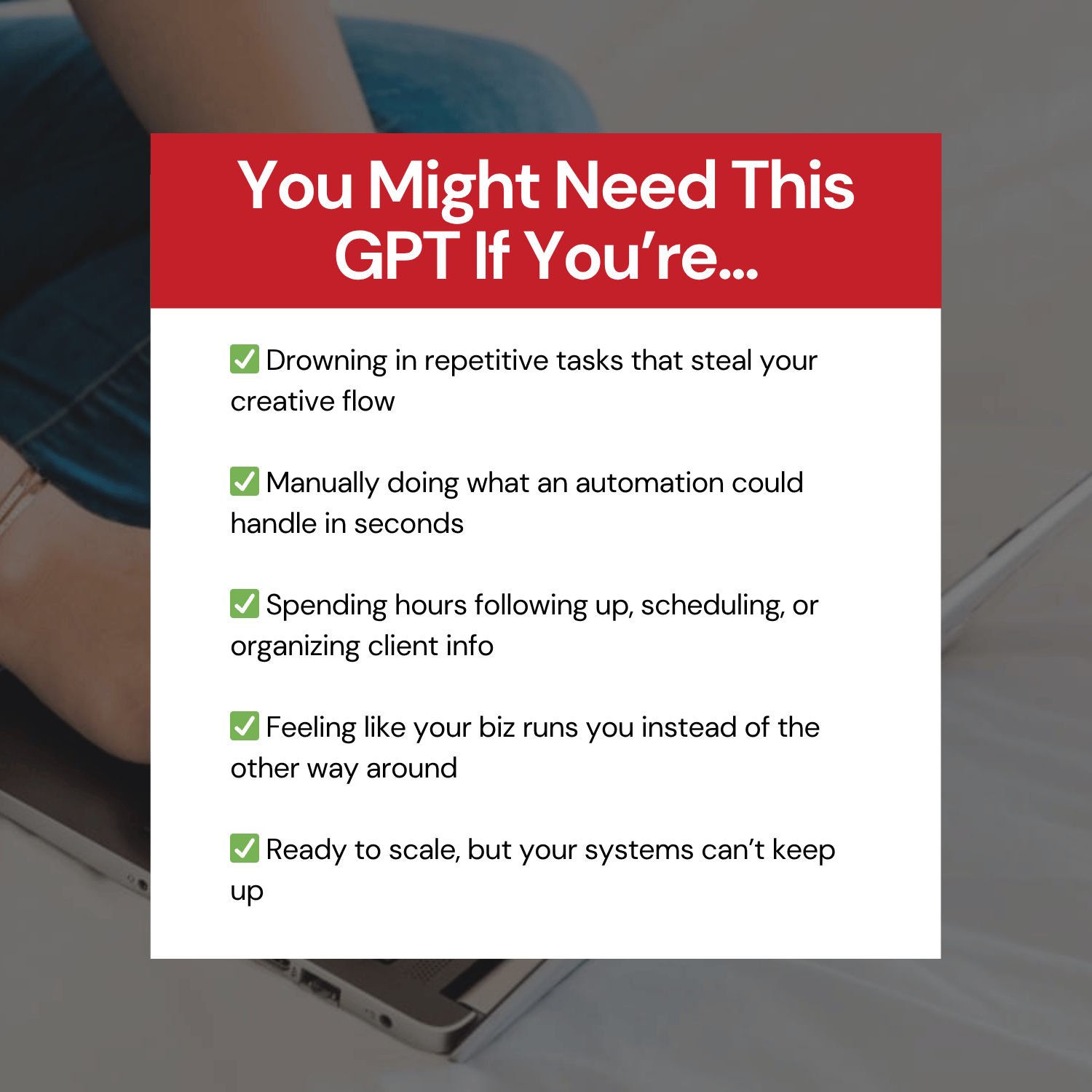 Text overlay on a blurred background with a laptop and person sitting.