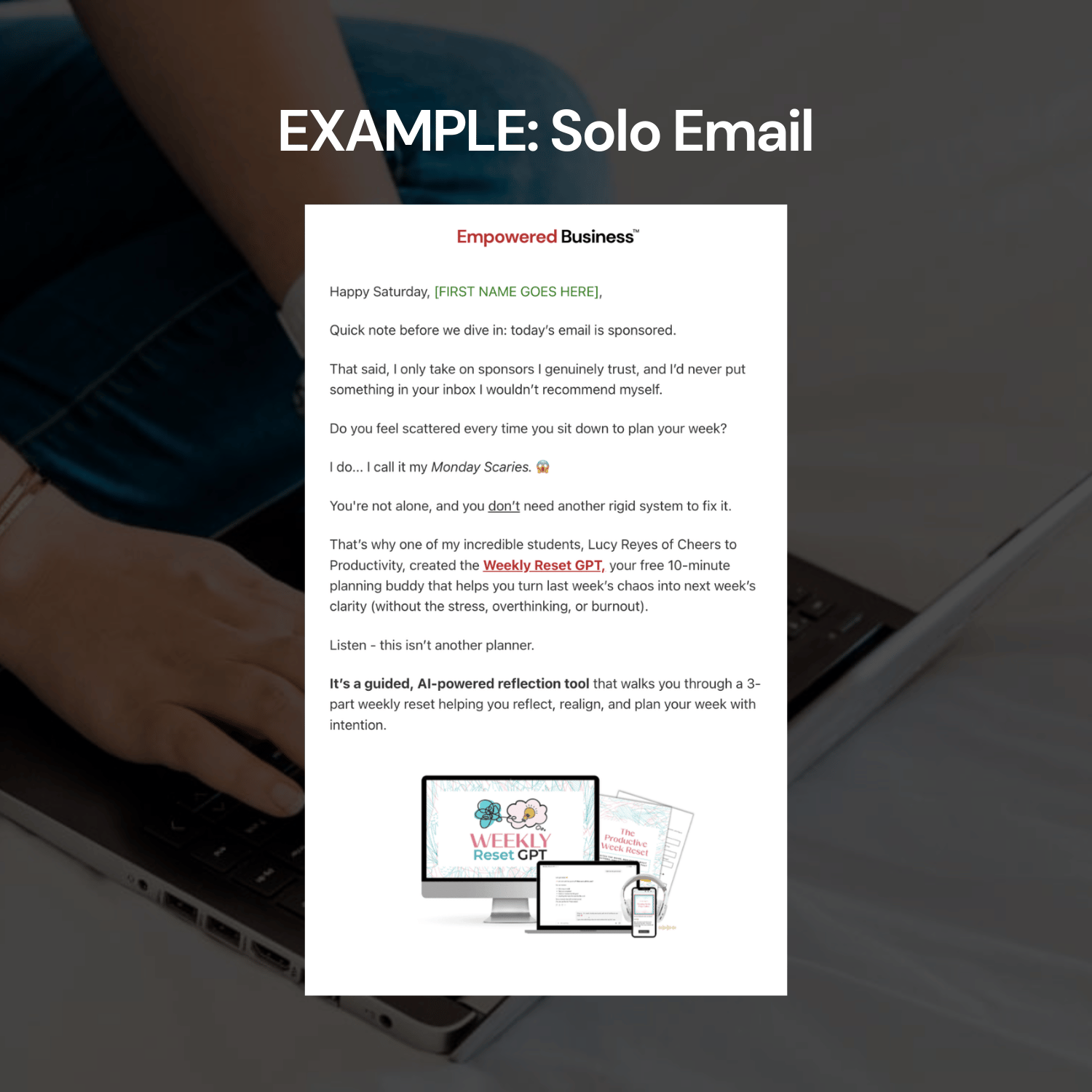 Empowered Shop Email Sponsorships Solo Email Example