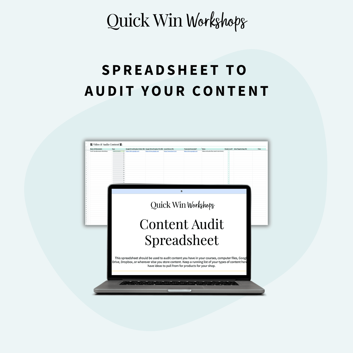 repurpose your content into digital products with this content audit spreadsheet