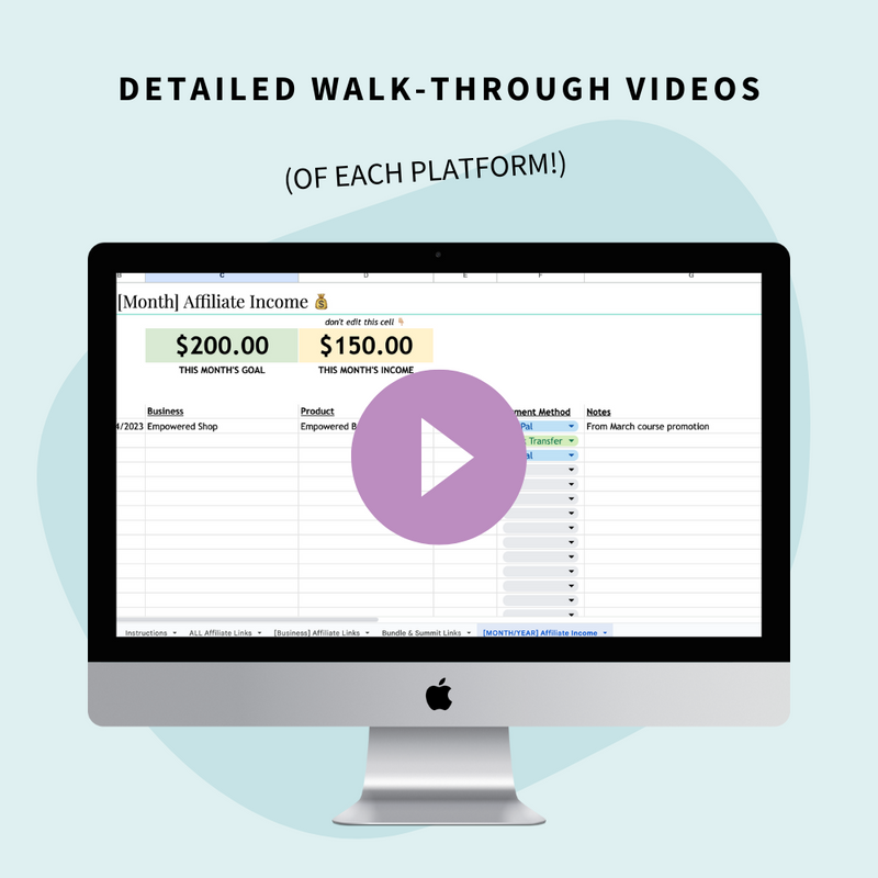 Detailed walk-through videos for the Ultimate Affiliate Tracker for Google Sheets and Airtable
