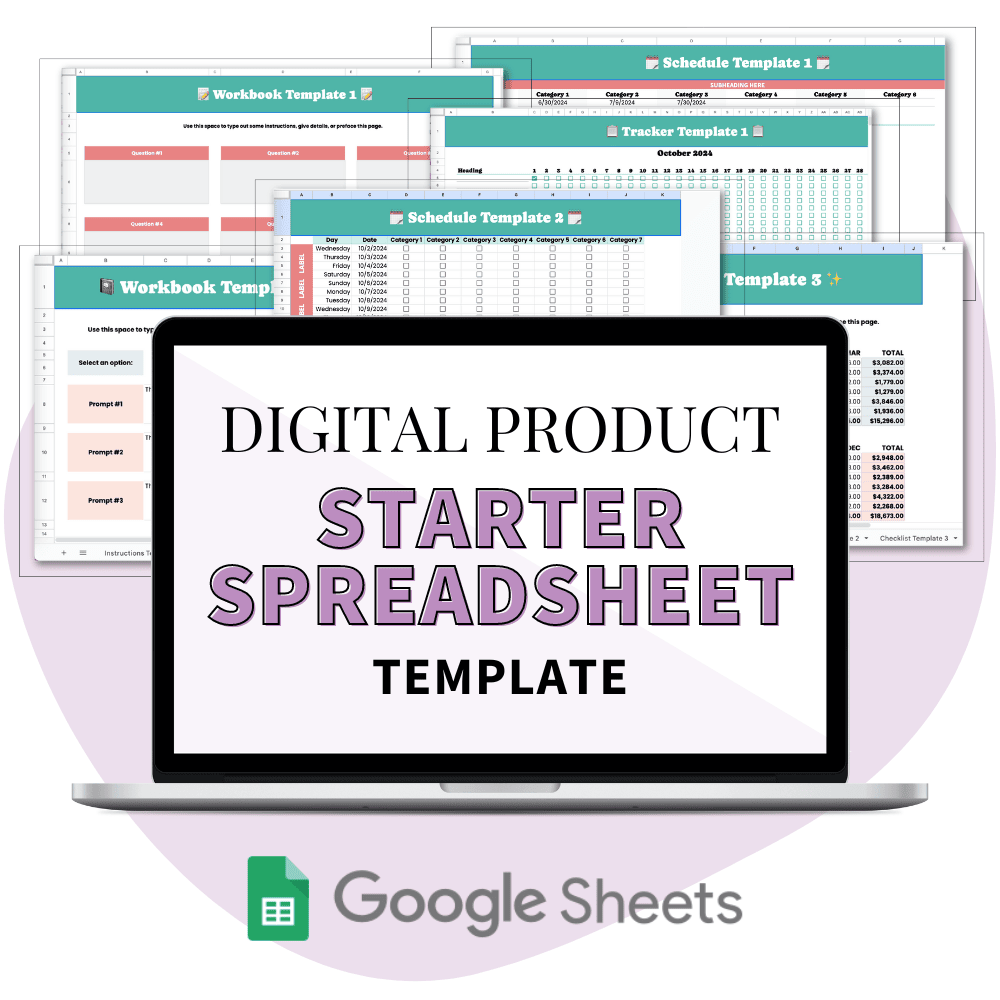 Digital Product Starter Spreadsheet Template