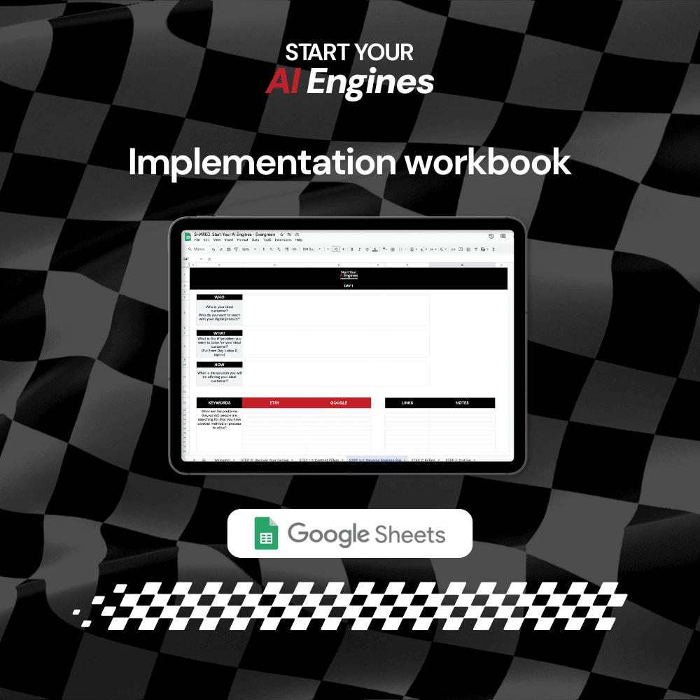 Start Your AI Engines - Implementation Workbook in Google Sheets