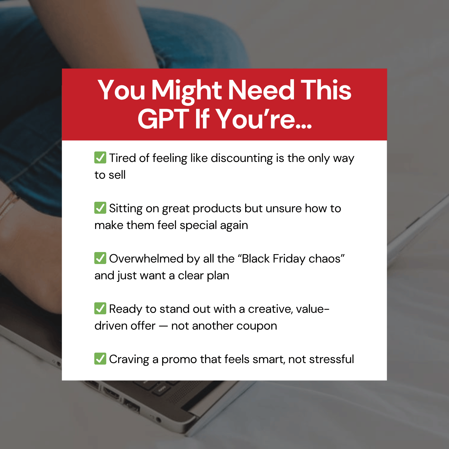 Text overlay on a blurred background with a laptop and person sitting.