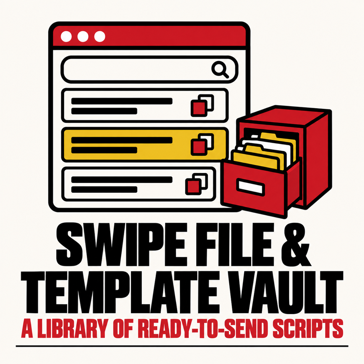 Swipe File & Template Vault: scripts to copy, a report and a plan