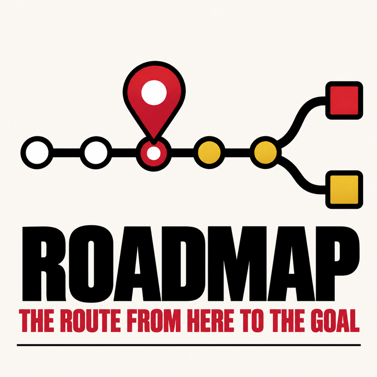 Roadmap: a you-are-here route map with the next three stops and a ninety-day plan