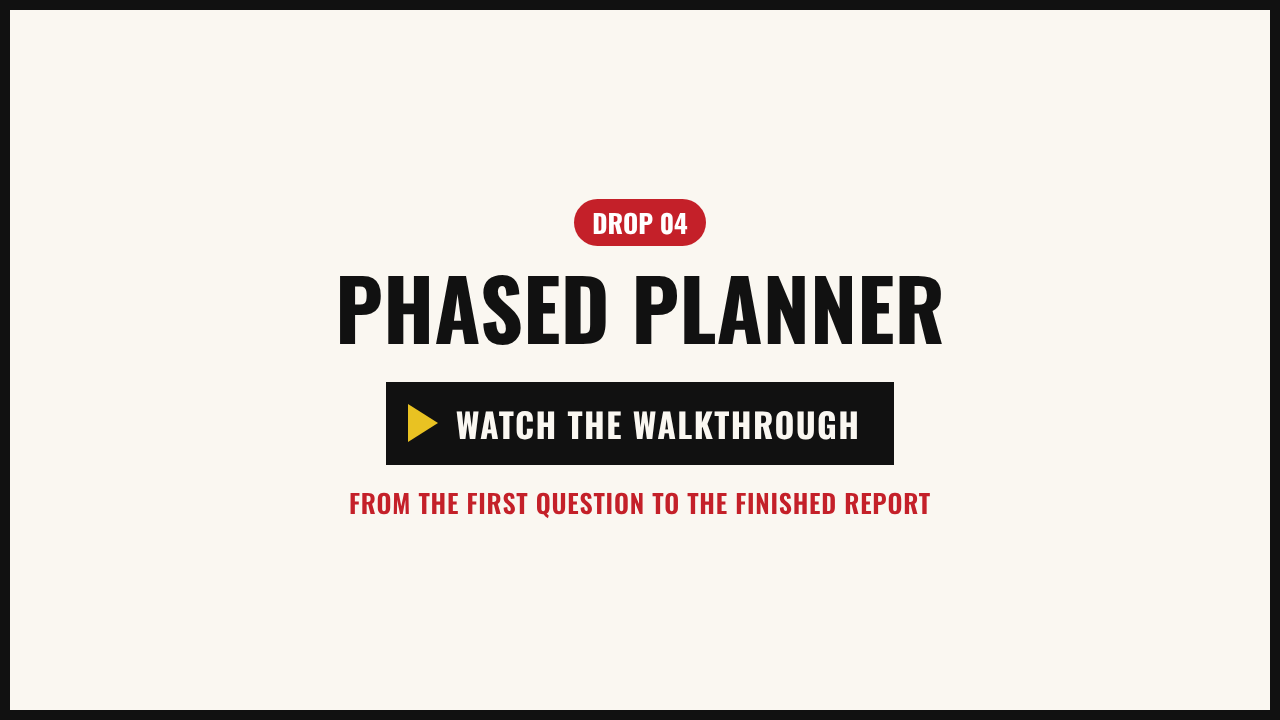 Walkthrough video: the example phased planner, from the first click to the personal plan