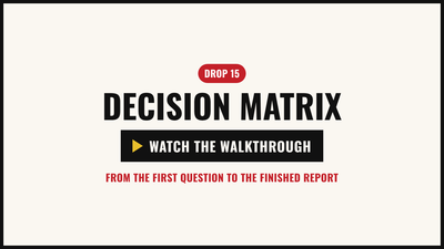Walkthrough video: the example decision grid, from naming the options to the personal report