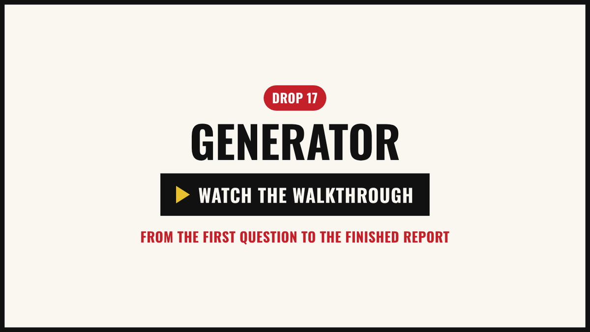 Walkthrough video: the example generator, from the first shuffle to the personal pack