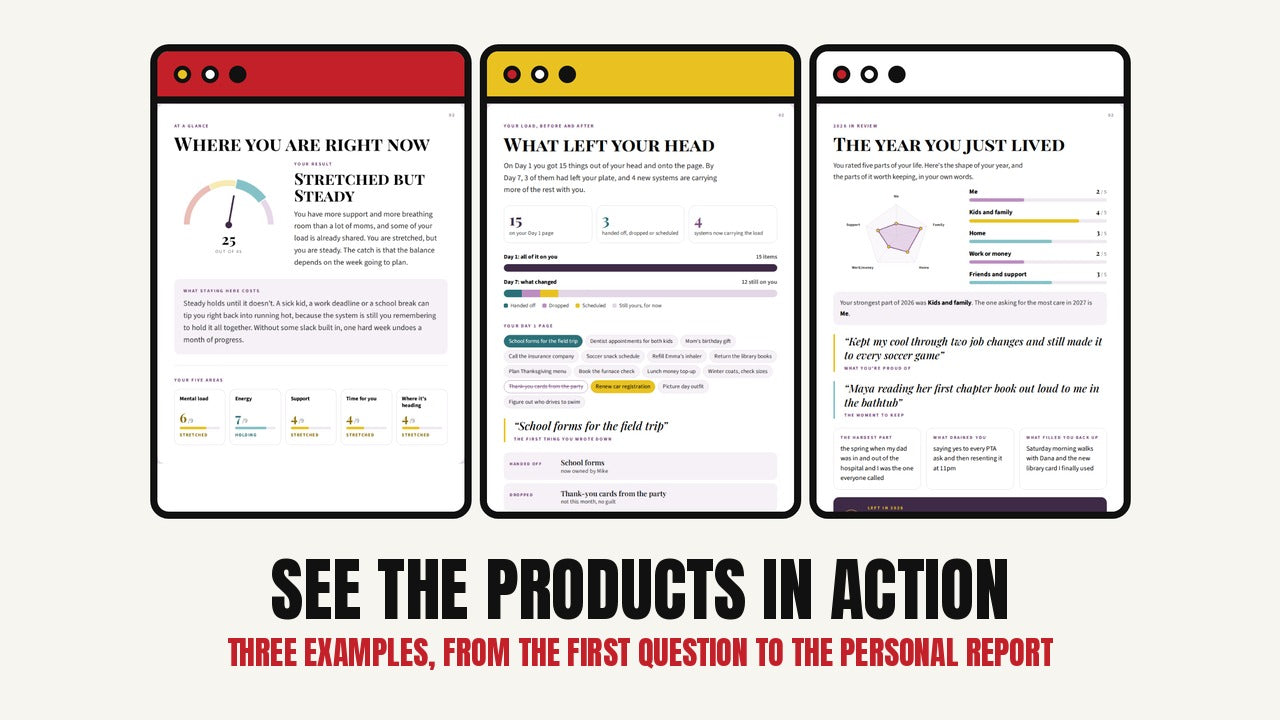 Walkthrough of three finished products built to The Workbench standard, from first question to personal report