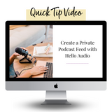 imac mockup with text create a private podcast with Hello Audio
