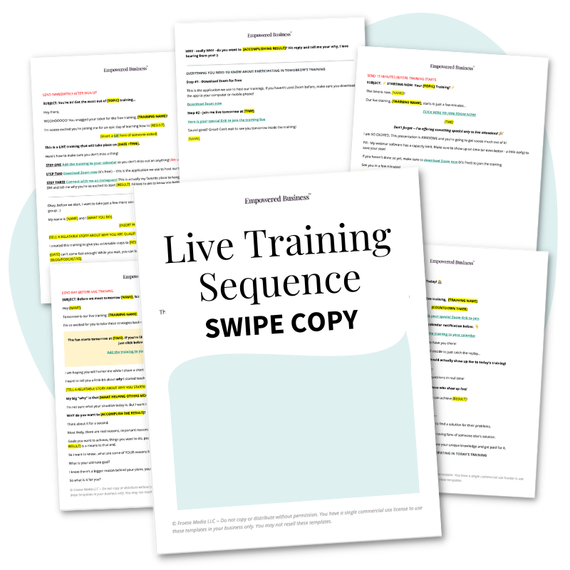 Live Training Sequence Email Swipe Copy