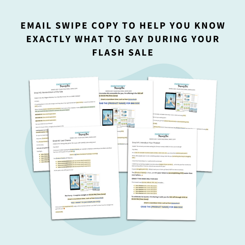 mockup of flash sale email swipe copy