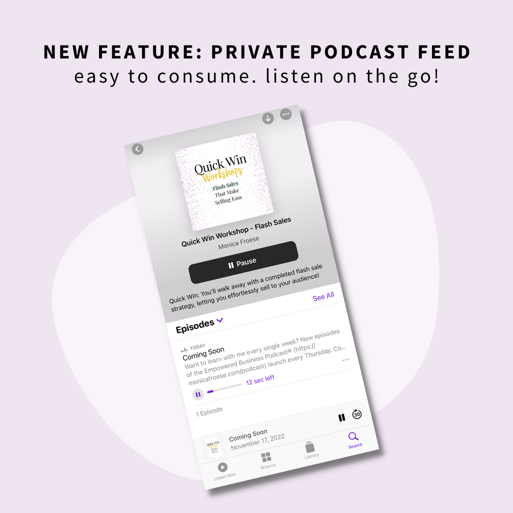 podcast mockup for Quick Win Workshop: Make Selling Easy with Flash Sales